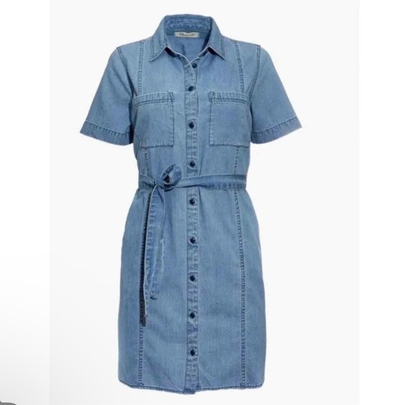 Madewell Dresses & Skirts - Madewell Denim Seamed Courier Tie-waist Shirt Dress Size XXS